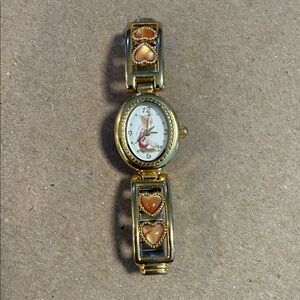 Betty Boop gold tone hearts bracelet watch